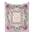 thumbnail image 1 of Paisley Soft Flannel Fleece Throw Blanket, Geometric Ornamental Square Print Detailed Modern Image, Cozy Plush for Indoor and Outdoor Use, 70" x 90", Pale Green Navy Blue, by Ambesonne, 1 of 6