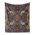 thumbnail image 1 of Paisley Soft Flannel Fleece Throw Blanket, Historical Moroccan Florets Slavic Effects Heritage Design, Cozy Plush for Indoor and Outdoor Use, 50" x 60", Royal Blue Sand Brown, by Ambesonne, 1 of 5