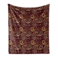 thumbnail image 1 of Paisley Soft Flannel Fleece Throw Blanket, Middle Pattern Tribual Artwork Bohemian, Cozy Plush for Indoor and Outdoor Use, 60" x 80", Brown Mustard, by Ambesonne, 1 of 5