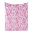 thumbnail image 1 of Paisley Soft Flannel Fleece Throw Blanket, Models Inspired Design with Flowers and Leaf Circled Shapes Image Print, Cozy Plush for Indoor and Outdoor Use, 50" x 70", Pink and White, by Ambesonne, 1 of 6