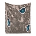 thumbnail image 1 of Paisley Soft Flannel Fleece Throw Blanket, Oriental Motifs with Swirled Branch and Flower Pattern Bohemian Art, Cozy Plush for Indoor and Outdoor Use, 60" x 80", Pale Brown Teal, by Ambesonne, 1 of 6