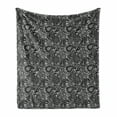 thumbnail image 1 of Paisley Soft Flannel Fleece Throw Blanket, Oriental Themed Pattern with Traditional Elements Lace Like Design, Cozy Plush for Indoor and Outdoor Use, 50" x 70", White and Charcoal Grey, by Ambesonne, 1 of 6