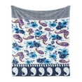 thumbnail image 1 of Paisley Soft Flannel Fleece Throw Blanket, Watercolor Spring Petals and Oriental Motifs Pattern, Cozy Plush for Indoor and Outdoor Use, 60" x 80", Azure Blue Multicolor, by Ambesonne, 1 of 5