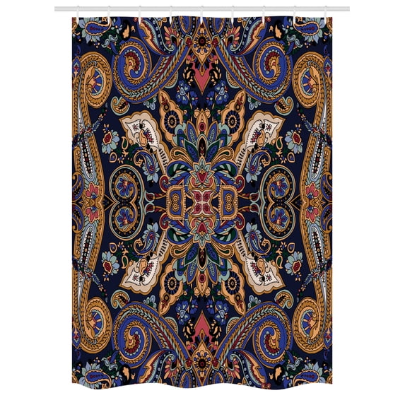 Paisley Stall Shower Curtain, Historical Moroccan Florets with Slavic Effects Heritage Design, Fabric Bathroom Set with Hooks, 54W X 78L Inches, Royal Blue and Sand Brown, by Ambesonne