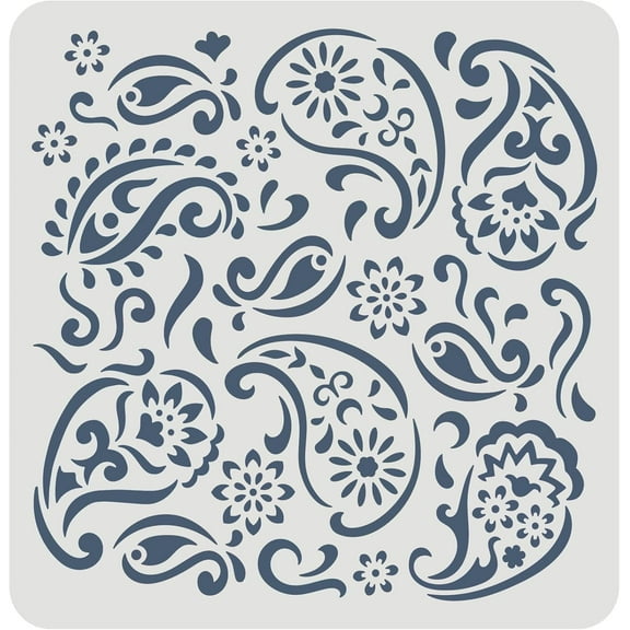 Paisley Stencil 11.8x11.8 Inch Mandala Template - Large Reusable Plastic Pattern DIY