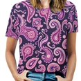 thumbnail image 1 of Paisley T-Shirt O Neck Retro Print Big Size T-Shirts Short Sleeve Tees Womens Pretty Design, 1 of 5