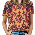 thumbnail image 1 of Paisley T Shirts Basic T-Shirt Short Sleeve Ladies Tee Shirt Summer Graphic Clothing, 1 of 5