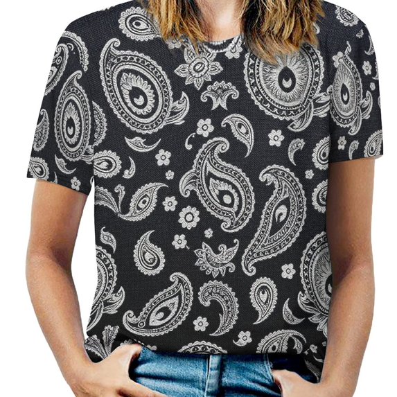 Paisley T-Shirts Casual T-Shirt Short Sleeve Women Trendy Tshirt Beach Custom Tops