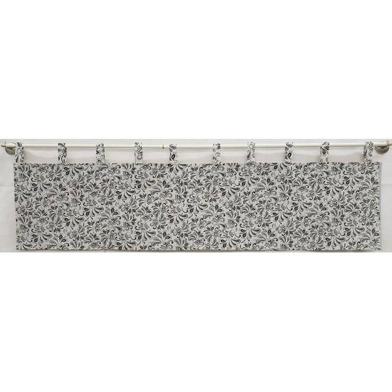 Paisley Tab Top Curtains by Penny's Needful Things (Lined) (84 Inch Long Two Curtain Panels) (Black & Gray)