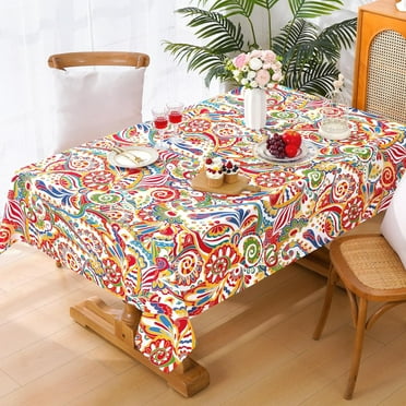 Paisley Table Cloth Rectangle Table, Waterproof Stainproof Wrinkle Resistant Spillproof Tablecloths Rectangular 60 x 120, Washable Polyester Floral Table Cover for Dining/Party/Picnic/Holiday
