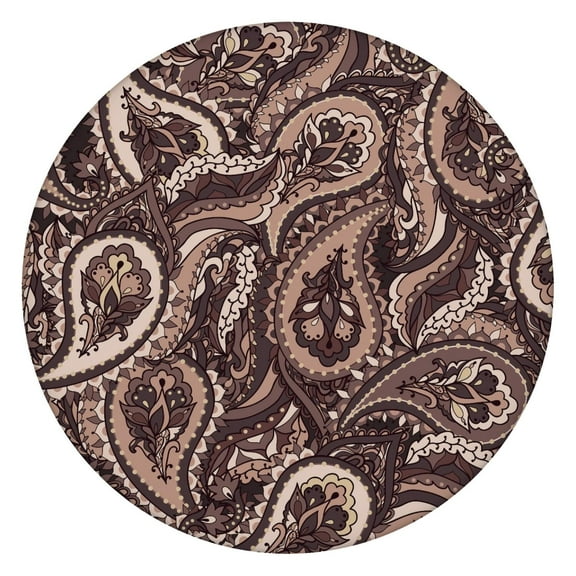 Paisley Tablecloth Classic Chic Vintage Floral Pattern Waterproof Round Cover with Elastic Fit and Durable Backing