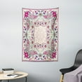 thumbnail image 1 of Paisley Tapestry, Geometric Ornamental Square Print Detailed Modern Stylized Image, Wall Hanging for Bedroom Living Room Dorm Decor, 40W X 60L Inches, Pink Navy Blue Pale Green, by Ambesonne, 1 of 2