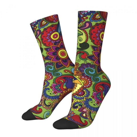 Paisley Texture Socks Black And White Kawaii Stockings Women Men High Quality Running Sock