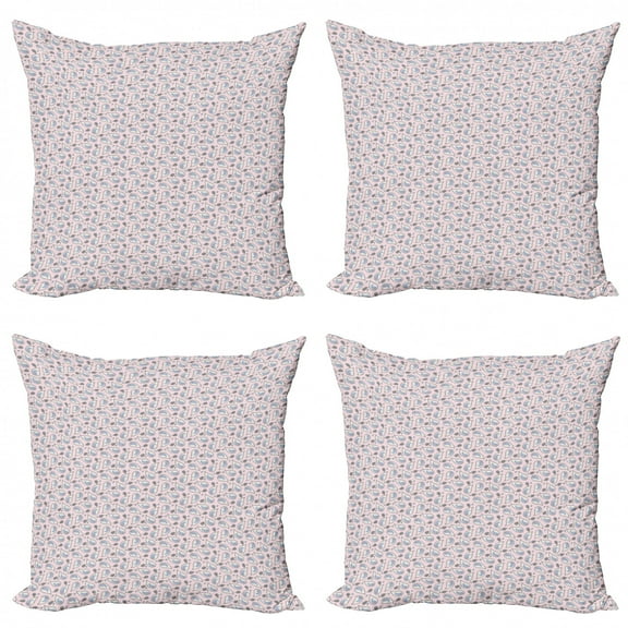 Paisley Throw Pillow Cushion Case Pack of 4, Persian Culture Inspired Teardrop Shapes with Floral Elements Bohemian Pattern, Modern Accent Double-Sided Print, 4 Sizes, Multicolor, by Ambesonne