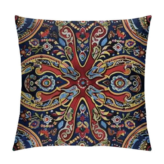 Paisley Throw Pillow Cushion Cover, Historical Moroccan Florets with Slavic Effects Heritage Design, Decorative Square Accent Pillow Case, Royal Blue Sand Brown