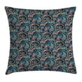 thumbnail image 1 of Paisley Throw Pillow Cushion Cover, Unusual Boteh Revival Themed Tribal Pattern in Vibrant Tones Image, Decorative Square Accent Pillow Case, 18 X 18 Inches, Mint Coral and Slate Blue, by Ambesonne, 1 of 2