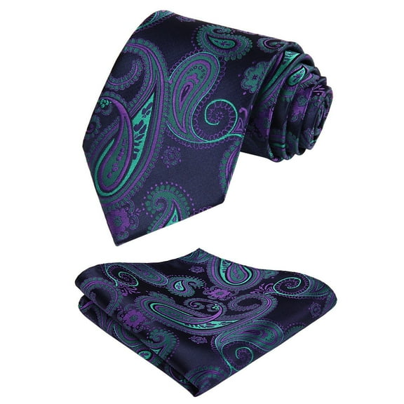 Paisley Ties for Men Classic Flower Woven Necktie Set with Handkerchief Wedding Party Business Tie