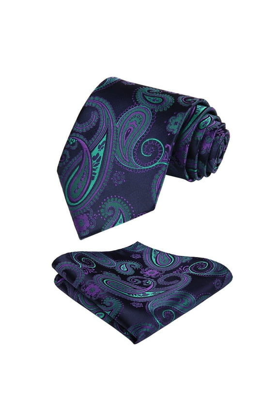 Paisley Ties for Men Classic Flower Woven Necktie Set with Handkerchief Wedding Party Business Tie
