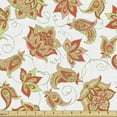 thumbnail image 1 of Ambesonne Paisley Fabric by the Yard Upholstery, Ottoman Vivid Design, 3 Yards, Avocado Green Vermilion, 1 of 4