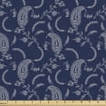 thumbnail image 1 of Ambesonne Paisley Fabric by the Yard Upholstery, Vintage Flower Elements, 2 Yards, Dark Violet Blue and White, 1 of 5