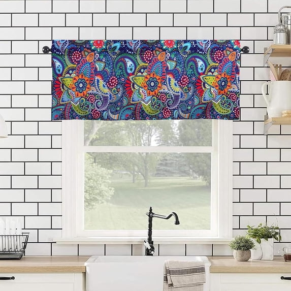 Paisley Valances 54" W x 18" L - Paisley Kitchen Curtains Valance for Windows Rod Pocket Kitchen Decor Decorations