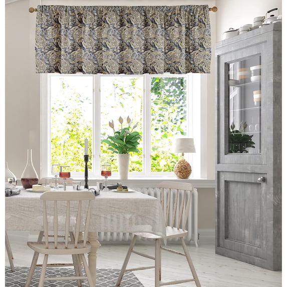 Paisley Vintage Kitchen Window Valance Curtain Brown Multicolor 54x18inch Short Half Bathroom Curtain Cornice Valance Farmhouse Gift Holiday Curtain Topper with Rod Pocket