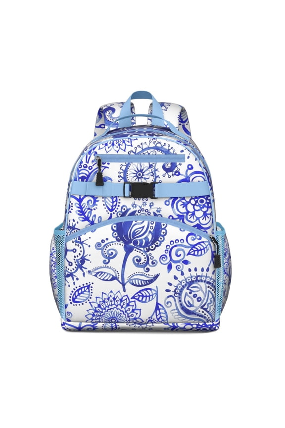 Paisley Vintage Paisley Pattern Student Backpack Adjustable Padded Straps Chest Buckle Water-Resistant Durable School Backpack