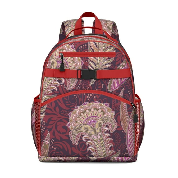 Paisley Vintage Paisley Pattern Student Backpack Adjustable Padded Straps Chest Buckle Water-Resistant Durable School Backpack