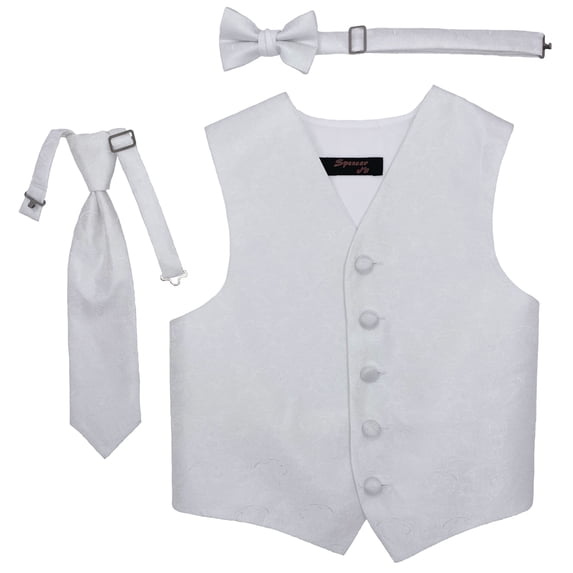 Paisley White Boys Satin Vest Spencer J - Boys 3-4