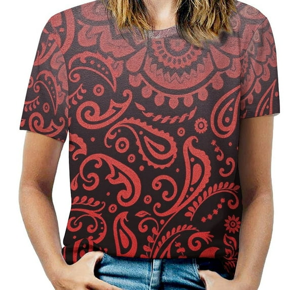 Paisley Women T-Shirt Classic O Neck T-Shirts Short-Sleeve Trendy Animal Print Design Tshirt Casual Clothing