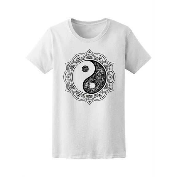 Paisley Yin Yang Floral Mandala T-Shirt Women -Image by Shutterstock, Female x-Large