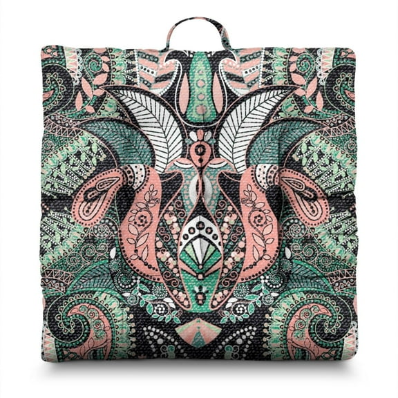 Paisley Yoga Meditation Pillow, Boho Square Floor Cushion for Sitting on Floor or Balcony Use 22 x 22