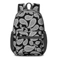 thumbnail image 1 of Paisley and Damask Black Pattern 17" Waterproof Oxford School Backpacks for Teens, S-Shape Padded Straps, for School, Travel, Hiking, Camping, 1 of 5