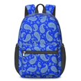 thumbnail image 1 of Paisley and Damask Blue Pattern 17" Waterproof Oxford School Backpacks for Teens, S-Shape Padded Straps, for School, Travel, Hiking, Camping, 1 of 5