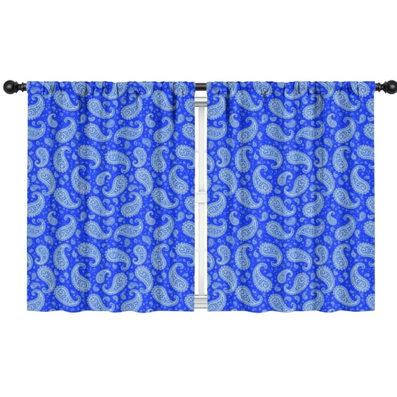 Paisley and Damask Blue Pattern Insulated Teens Curtains Set Of 2, Bedroom Essentials, Toddler Room Decor 42x54in(106x137cm)