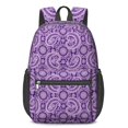 thumbnail image 1 of Paisley and Damask Purple Pattern 17" Waterproof Oxford School Backpacks for Teens, S-Shape Padded Straps, for School, Travel, Hiking, Camping, 1 of 5