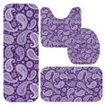 thumbnail image 1 of Paisley and Damask Purple Pattern Bathroom Rug Set 4 Piece,Includes Contour,Lid Cover,Bath Mat,Non-Slip Extra Soft Absorbent Washable, 1 of 5