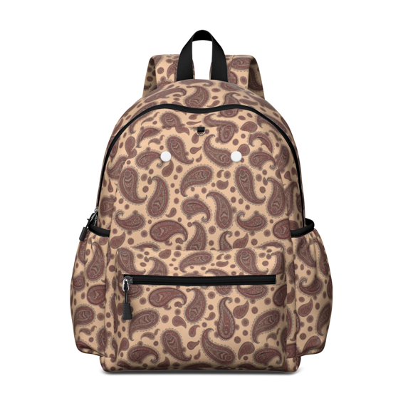 Paisley and Damask White Pattern Cute School Backpack with Padded Back and Adjustable Shoulder Straps 13.4"x11"x4.7"