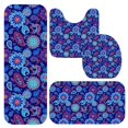 thumbnail image 1 of Paisley and Floral Blue Pattern Bathroom Rug Set 4 Piece,Includes Contour,Lid Cover,Bath Mat,Non-Slip Extra Soft Absorbent Washable, 1 of 4