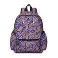 thumbnail image 1 of Paisley and Floral Blue Pattern Cute School Backpack with Padded Back and Adjustable Shoulder Straps 13.4"x11"x4.7", 1 of 5