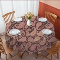 thumbnail image 1 of Paisley and Floral Brown Pattern Round Tablecloth 60"x60", Wrinkle Resistant Wipeable Table Cover for Kitchen Dining Room Picnic Patio and Party, 1 of 6