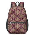 thumbnail image 1 of Paisley and Floral Purple Pattern 17" Waterproof Oxford School Backpacks for Teens, S-Shape Padded Straps, for School, Travel, Hiking, Camping, 1 of 5