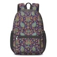 thumbnail image 1 of Paisley and Floral Purple Pattern 17" Waterproof Oxford School Backpacks for Teens, S-Shape Padded Straps, for School, Travel, Hiking, Camping, 1 of 5