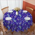 thumbnail image 1 of Paisley and Floral Purple Pattern Round Tablecloth 60"x60", Wrinkle Resistant Wipeable Table Cover for Kitchen Dining Room Picnic Patio and Party, 1 of 6