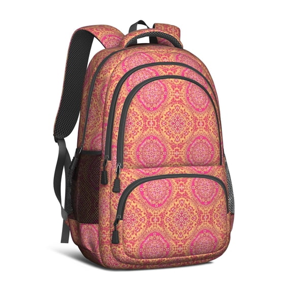Paisley and Floral Red Pattern Cute School Backpack Bag with Padded Back and Adjustable Shoulder Straps 16.9 X 12.6 X 5.9 Inches