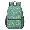 thumbnail image 1 of Paisley and Floral White Pattern 17" Waterproof Oxford School Backpacks for Teens, S-Shape Padded Straps, for School, Travel, Hiking, Camping, 1 of 5