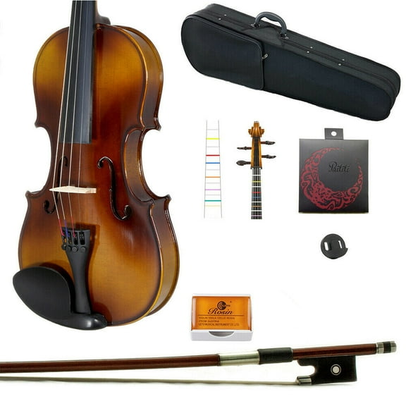 Paititi 3/4 Solid Wood Student Violin w Case/Bow/Rosin/String/Fingerchart/Mute