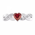 thumbnail image 1 of Paiva: 0.6ct Heart-cut Red Fire Garnet Ice CZ Crossover Infinity Promise Ring Sterling Silver sz 5.0, 1 of 1