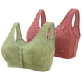 thumbnail image 1 of Paiwinds 2-Pack Wireless Bras for Women Embroidered Front Closure Lace Plus Size Comfort Everyday Support & Lift, 1 of 6