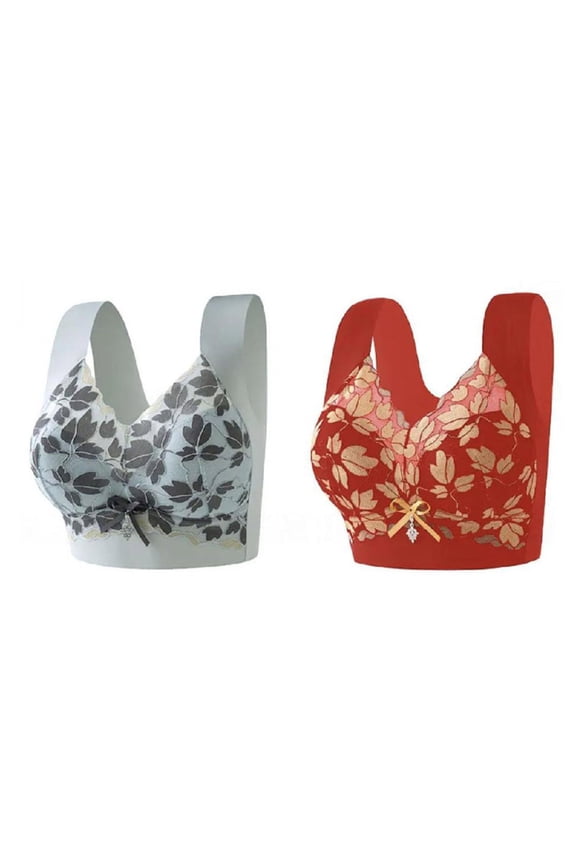 2 Pack Women's Lace Bralette, Hollow Out Wrap Style Bandeau Bra with Strap, Alluring Fashion Underwear for Daily Layering